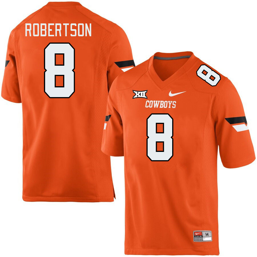 Men #8 Parker Robertson Oklahoma State Cowboys College Football Jerseys Stitched-Retro Orange